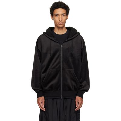 Y-3 Y-3 Black Velvet Corduroy Zipper Hoodie