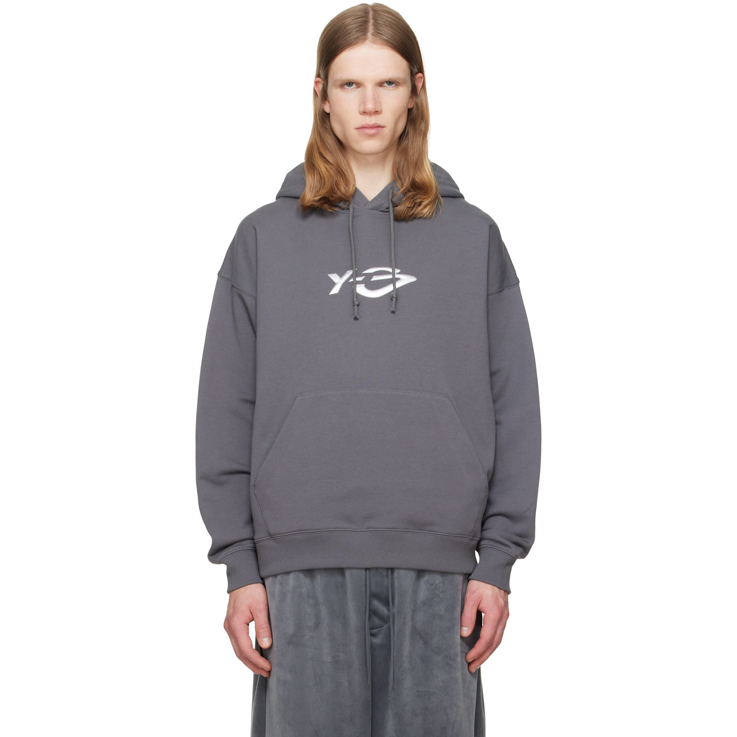 Y-3 - Gray French Terry Liquid Logo Hoodie