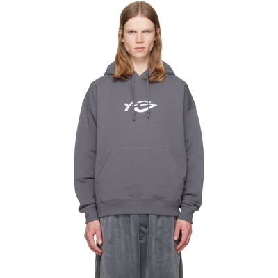 Y-3 Y-3 Gray French Terry Liquid Logo Hoodie