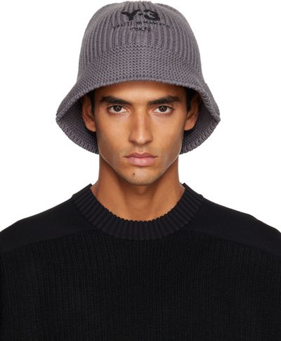 Y-3 Y-3 Gray Heritage Knit Bucket Hat
