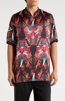 Y-3 Y-3 Satin Yaksha Graphic Jersey Polo