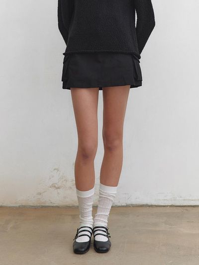 YAN13 CARGO COTTON SKIRT [BLACK]