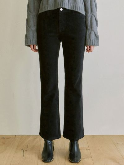 YAN13 CORDUROY SEMI BOOTCUT PANTS_BLACK