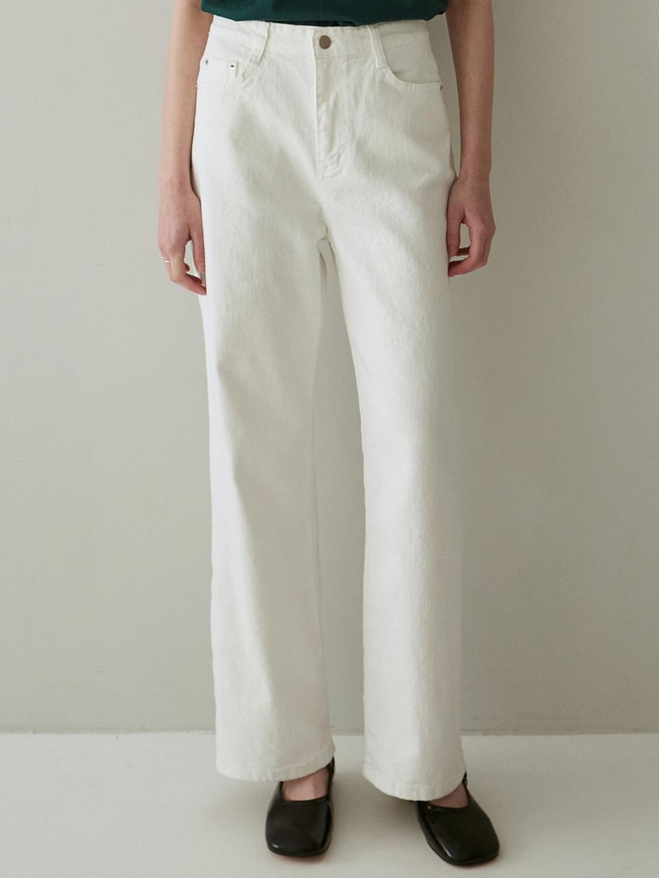 YAN13 COTTON COLOR PANTS_WHITE