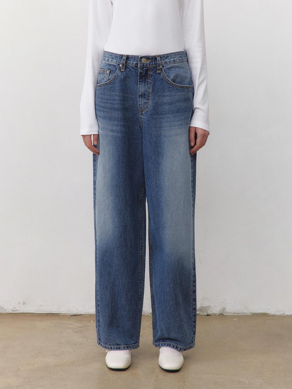 YAN13 Curved Denim Pants [Blue]