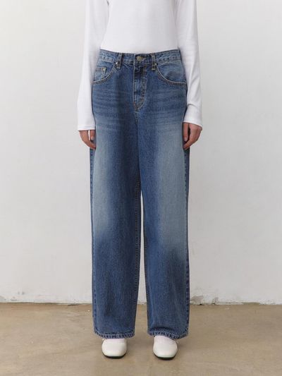 YAN13 Curved Denim Pants [Blue]
