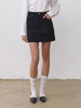 YAN13 ESSENTIAL COTTON SKIRT [BLACK]