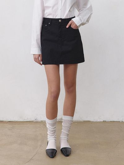YAN13 ESSENTIAL COTTON SKIRT [BLACK]