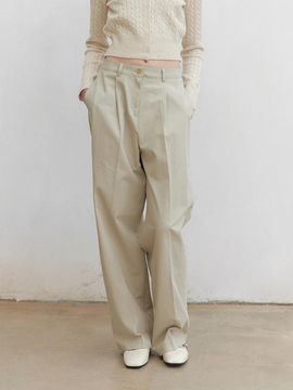YAN13 EVER COTTON WIDE PANTS [KHAKI BEIGE]