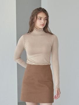 YAN13 Slim Minimal Turtleneck Tee_Beige
