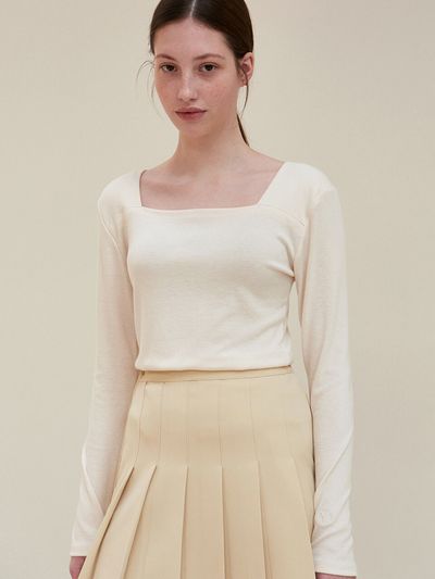 YAN13 Square Neck Top_Cream