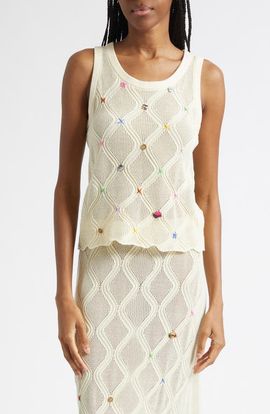 YanYan YanYan Cotton Lattice Stitch Sweater Tank