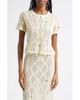 YanYan YanYan Cotton Short Sleeve Lattice Stitch Sweater - 1