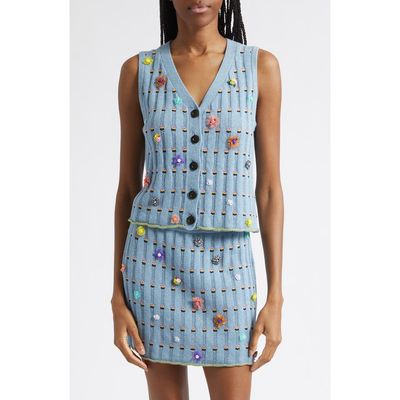 YanYan YanYan Dotty Embellished Cotton Rib Sweater Vest