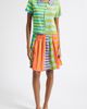 YanYan YanYan Embroidered Stripe Pleated Linen Blend Sweater Skirt - 2