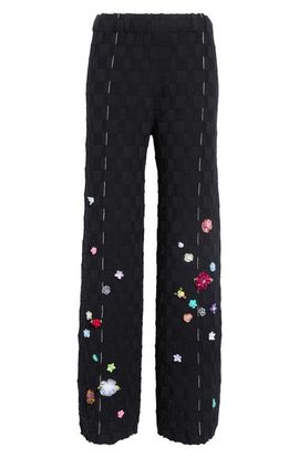 YanYan YanYan Floral Check Organic Cotton Sweater Pants