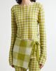YanYan YanYan Gingham Check Wool Boatneck Sweater - 5