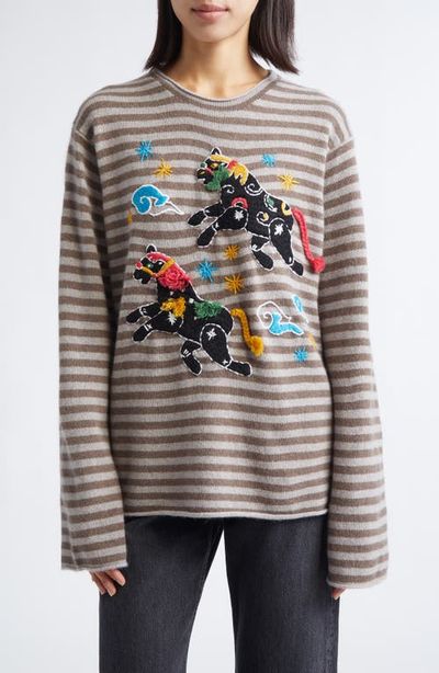YanYan YanYan Lunar New Year Horse Embroidered Roll Neck Lambswool Sweater