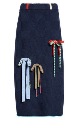 YanYan YanYan Multibows Lambswool & Cotton Sweater Skirt