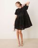 YAS YAS 3D textured rose mini smock dress in black with shimmer gold - 1