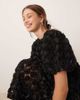 YAS YAS 3D textured rose mini smock dress in black with shimmer gold - 3