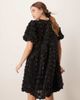 YAS YAS 3D textured rose mini smock dress in black with shimmer gold - 4