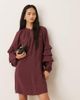 YAS YAS boho ruffle sleeve mini dress with tie waist in burgundy-Red - 1