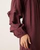 YAS YAS boho ruffle sleeve mini dress with tie waist in burgundy-Red - 4