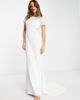 YAS Y.A.S Bridal cut out dress with full bodice and train in white - 2