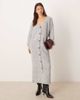 YAS YAS button front oversized knit maxi dress in light heather gray - 1