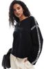 YAS YAS contrast stitch detail sweater in black - 1