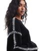 YAS YAS contrast stitch detail sweater in black - 2