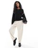YAS YAS contrast stitch detail sweater in black - 3