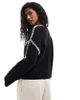 YAS YAS contrast stitch detail sweater in black - 4