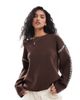 YAS YAS contrast stitch detail sweater in brown - 1