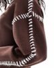 YAS YAS contrast stitch detail sweater in brown - 2