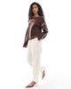 YAS YAS contrast stitch detail sweater in brown - 4