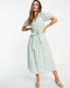 YAS Y.A.S cotton tie waist midi dress in mint floral-Multi - 1