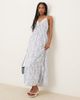 YAS YAS cross back cami maxi dress in blue and white tile print - 1