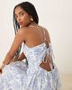 YAS YAS cross back cami maxi dress in blue and white tile print - 2