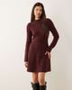 YAS YAS engineered rib knit mini dress in burgundy - 3