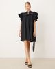 YAS YAS exagerrated frill sleeve mini dress in black - 1