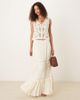 YAS YAS Festival crochet lace insert boho maxi skirt in cream-White - 1