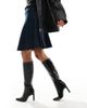 YAS YAS flare knitted mini skirt in navy - 4