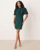 YAS YAS fluffy textured sequin mini dress in dark green - 3