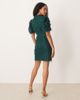 YAS YAS fluffy textured sequin mini dress in dark green - 4