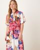 YAS YAS fluted sleeve midi dress in pink abstract floral print-Multi - 2