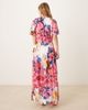 YAS YAS fluted sleeve midi dress in pink abstract floral print-Multi - 3