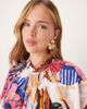 YAS YAS fluted sleeve midi dress in pink abstract floral print-Multi - 4