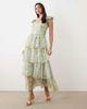 YAS YAS flutter sleeve tiered chiffon maxi dress in soft floral print-Multi - 1